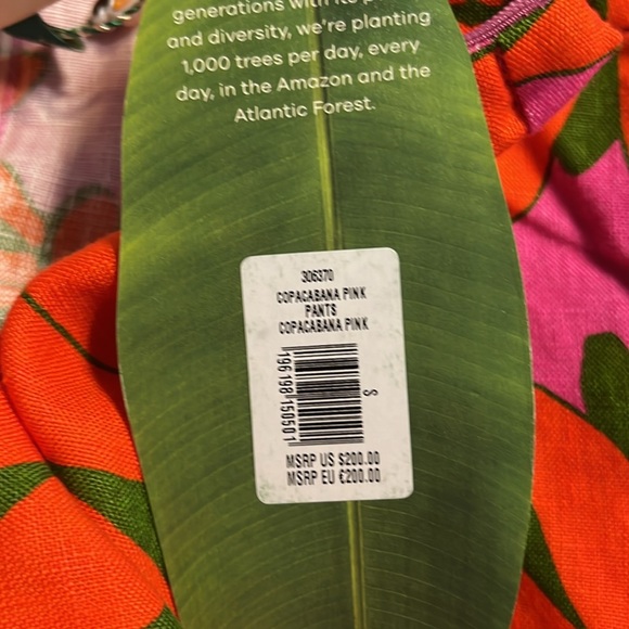 NWT Farm Rio Copacabana Pink Pants, Size S - Picture 7 of 8